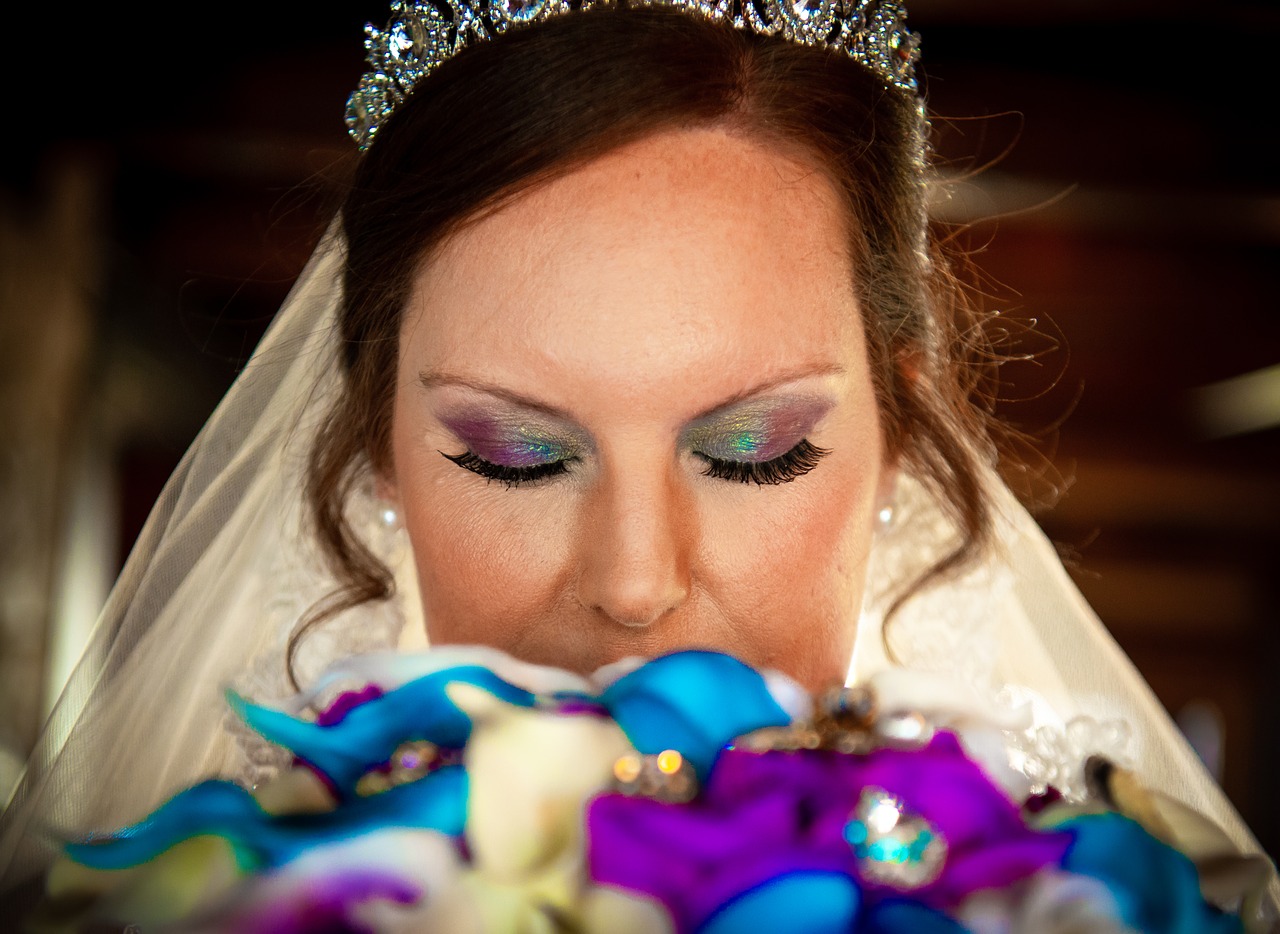 wedding  bride  peacock colors free photo