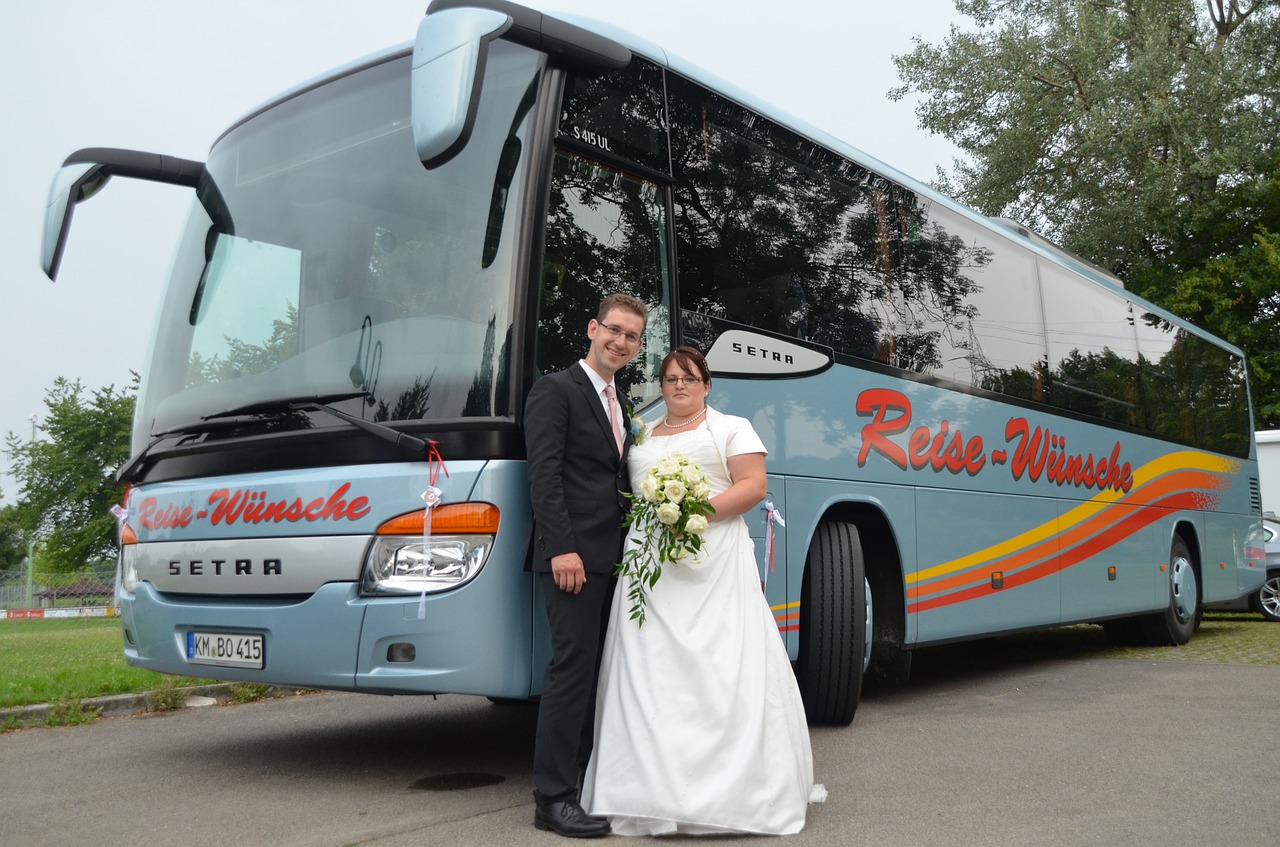 wedding bus celebration free photo