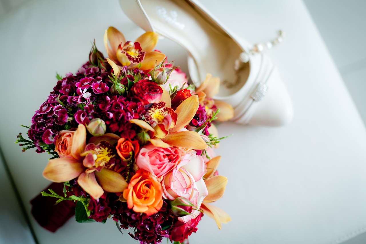 wedding bouquet  wedding  shoe free photo