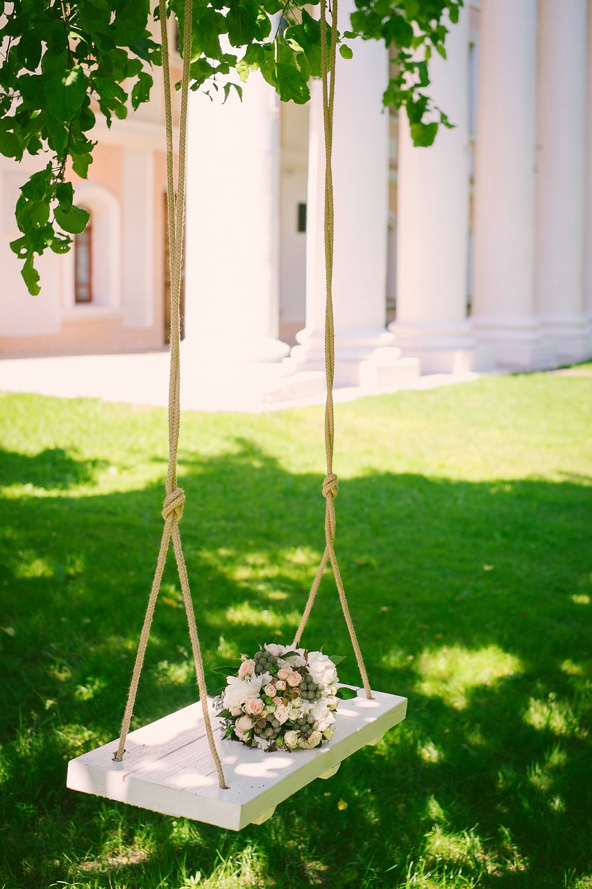 wedding bouquet on the swing bridal bouquet floristry free photo