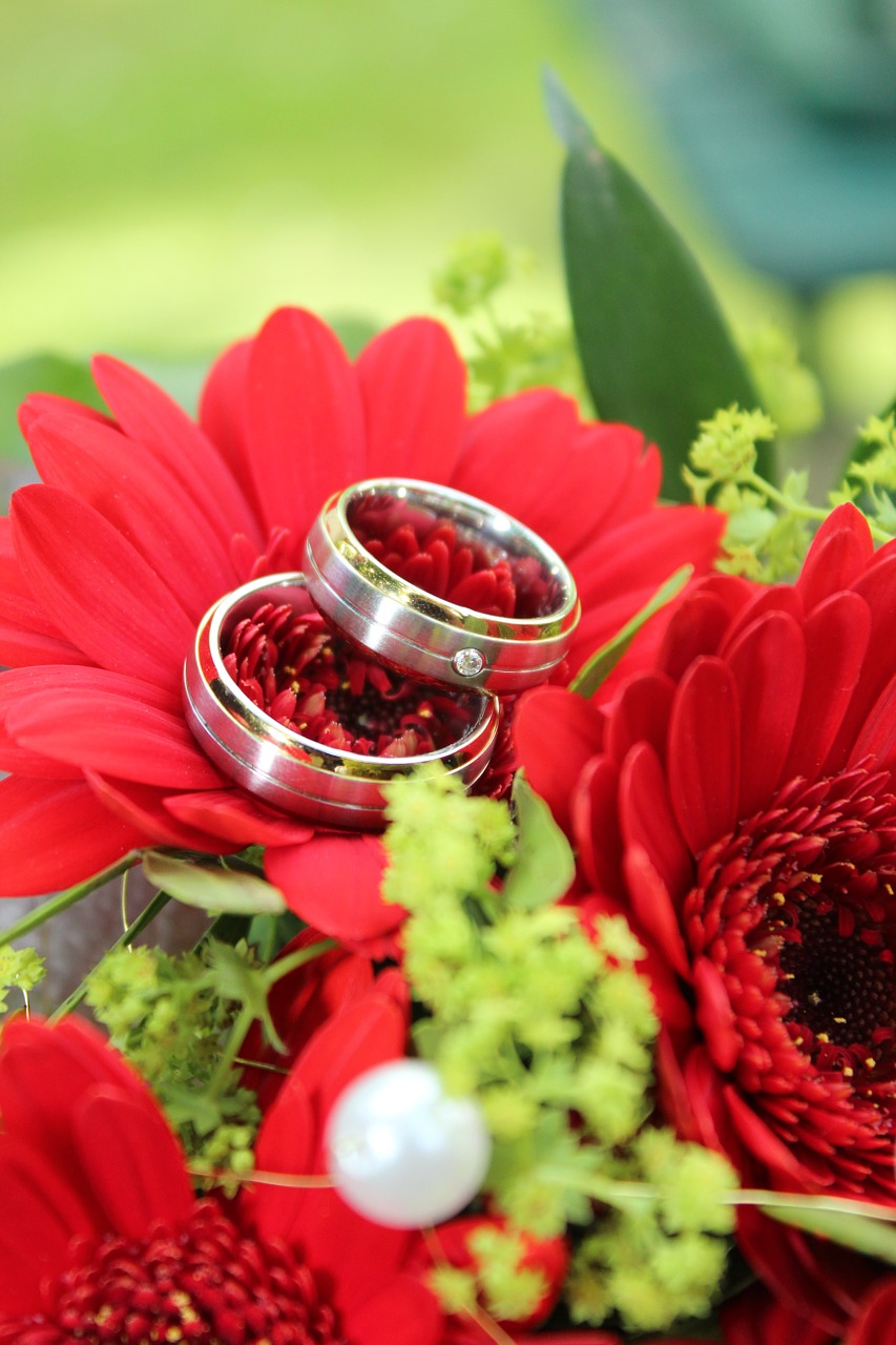 wedding ring flowers marriage free photo