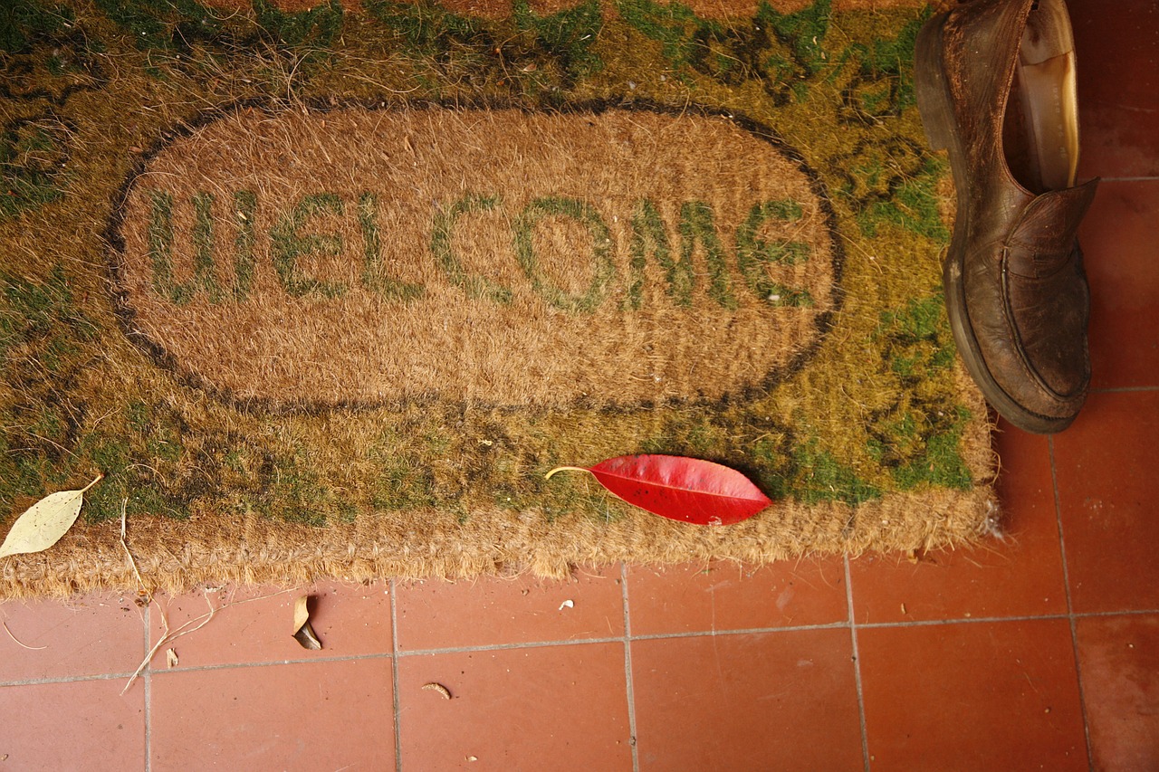 welcome welcome home mat free photo