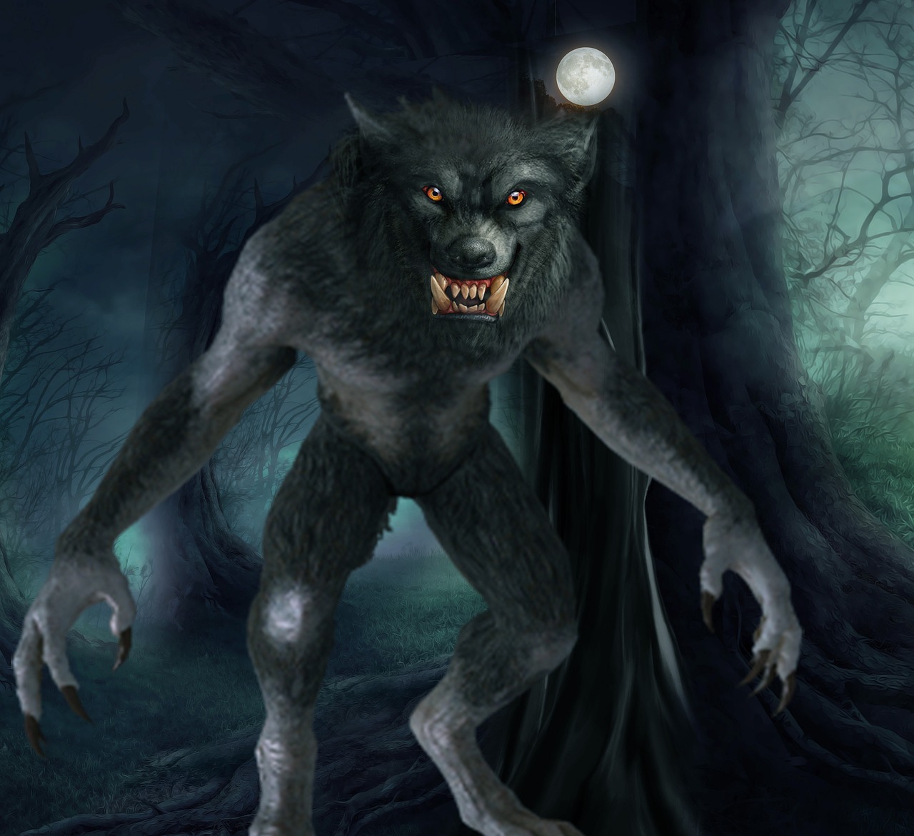 werewolf art full moon free photo