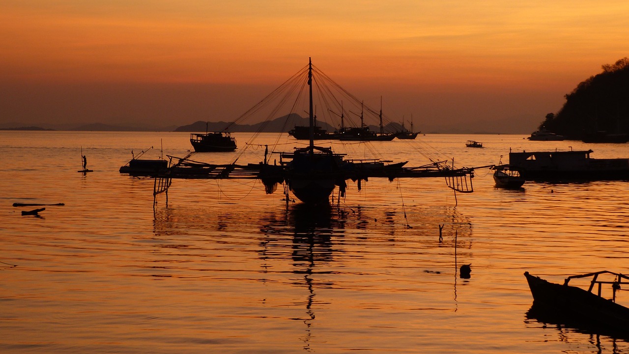 west  evening  ship free photo