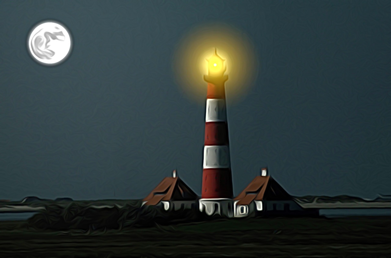 westerheversand  lighthouse  moon free photo