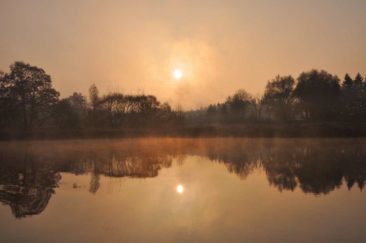 wet lake november the fog free photo