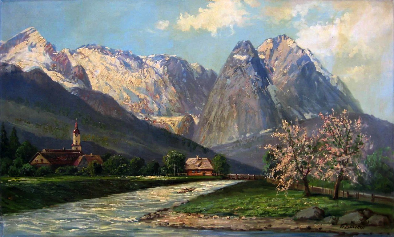 wetterstein alps painting free photo