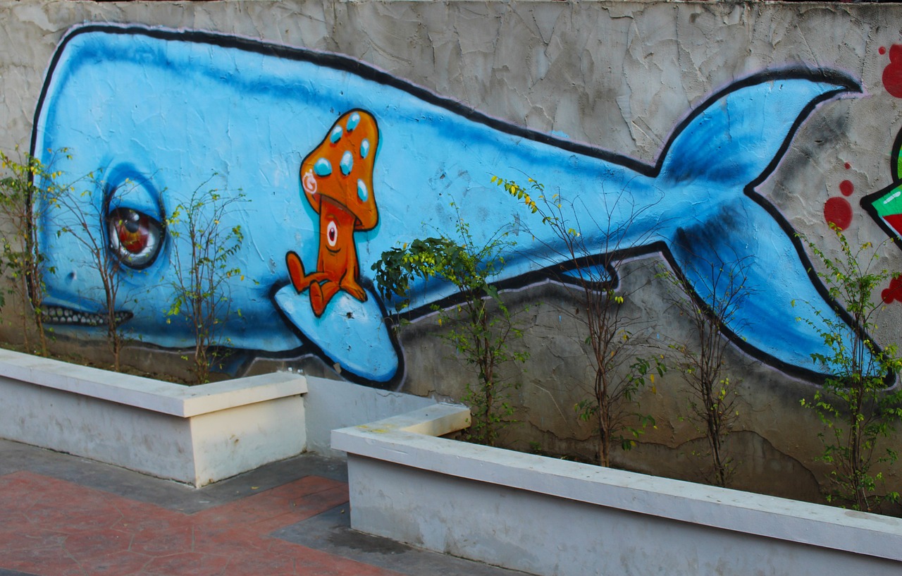 whale street art street free photo