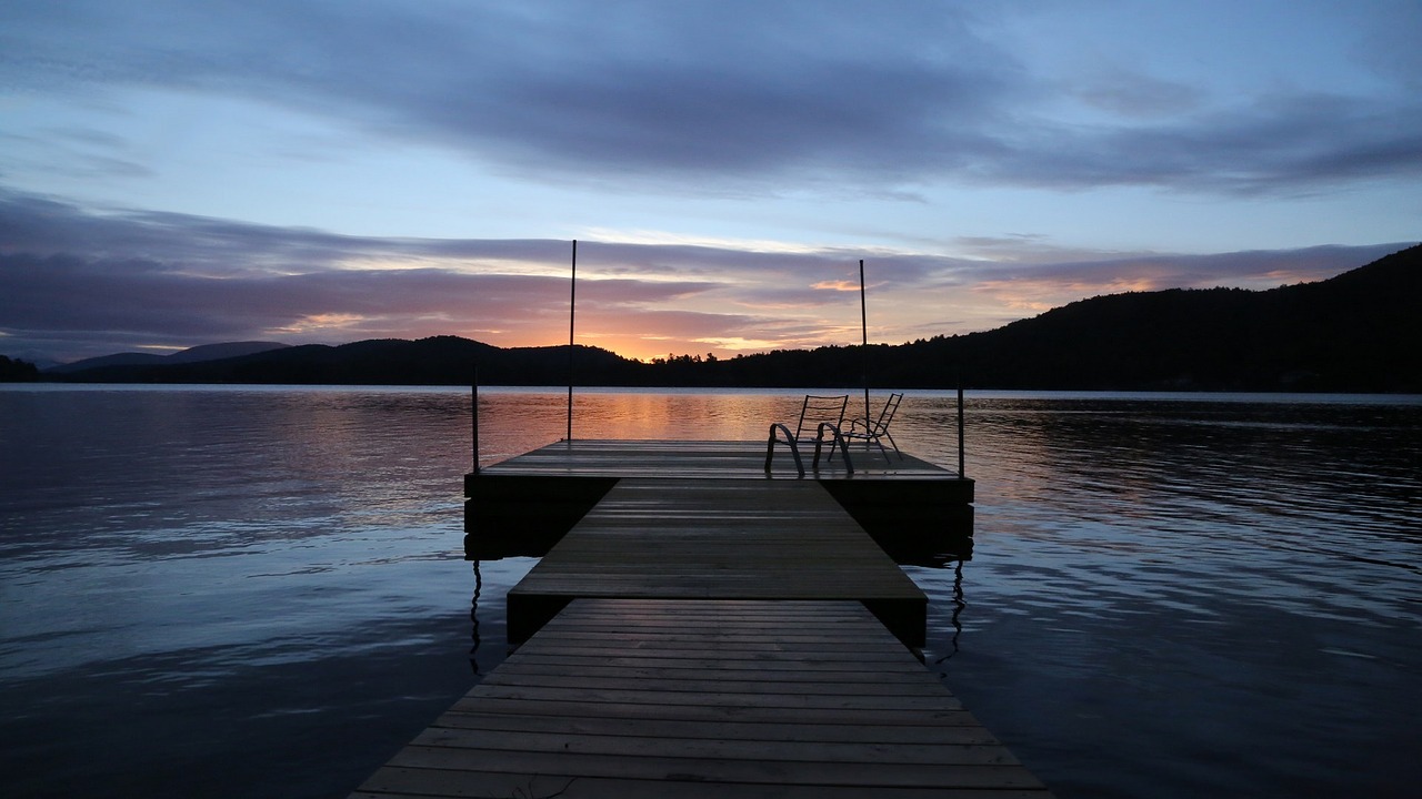 wharf lake sunset free photo