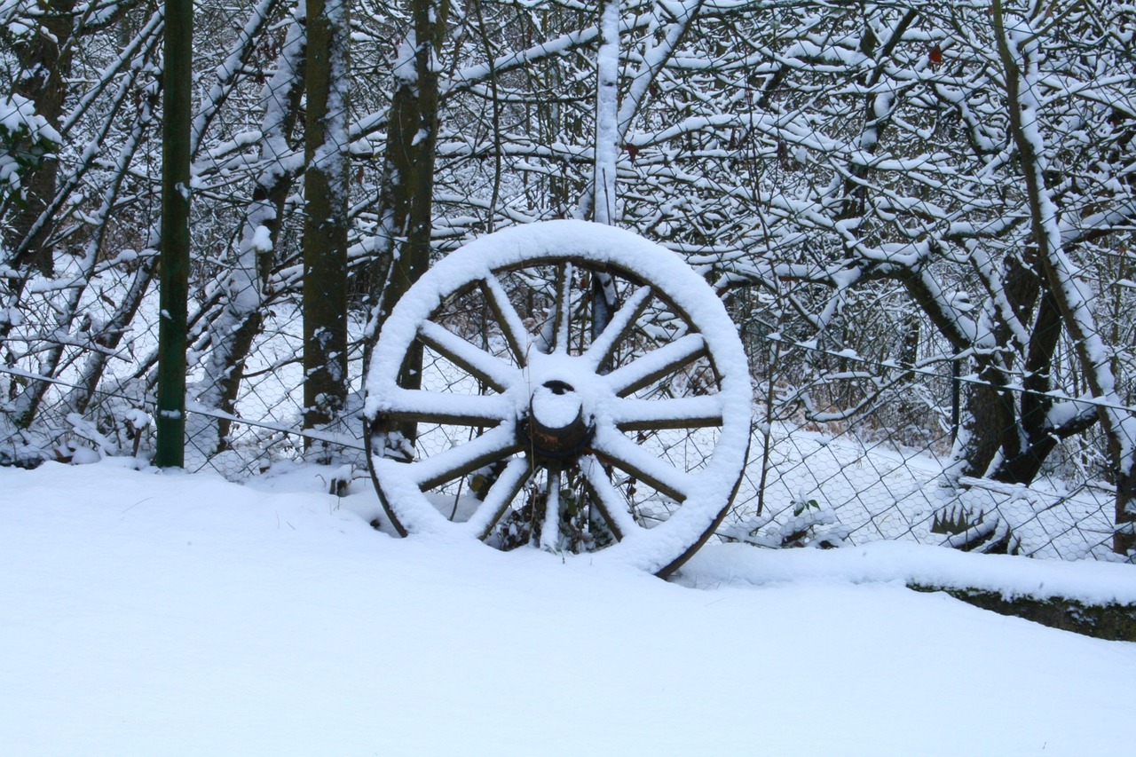 wheel winter snowed in free photo