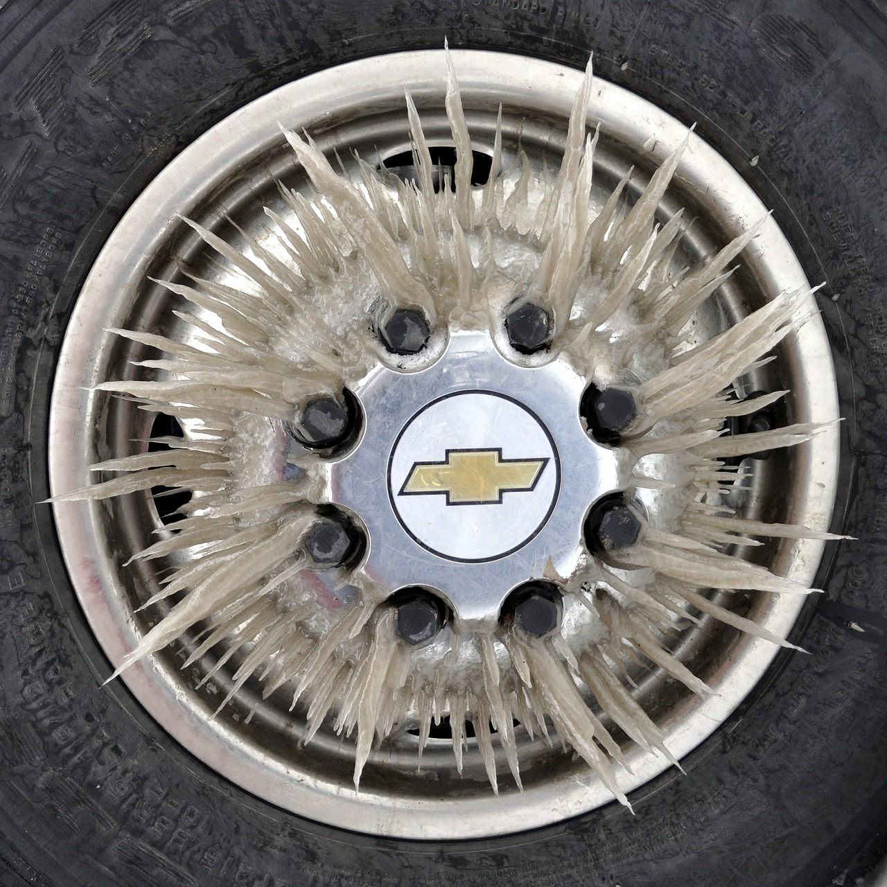 wheel chevrolet truck icicle spikes free photo