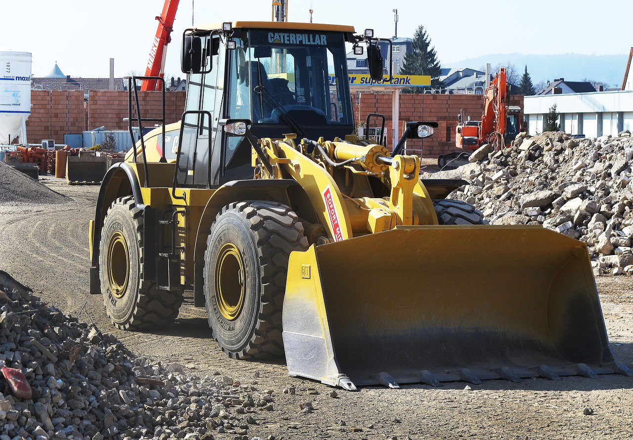 wheel loader building rubble demolition free photo