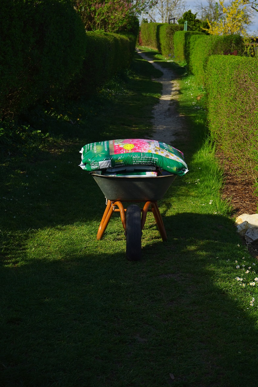 wheelbarrow garden gardening free photo