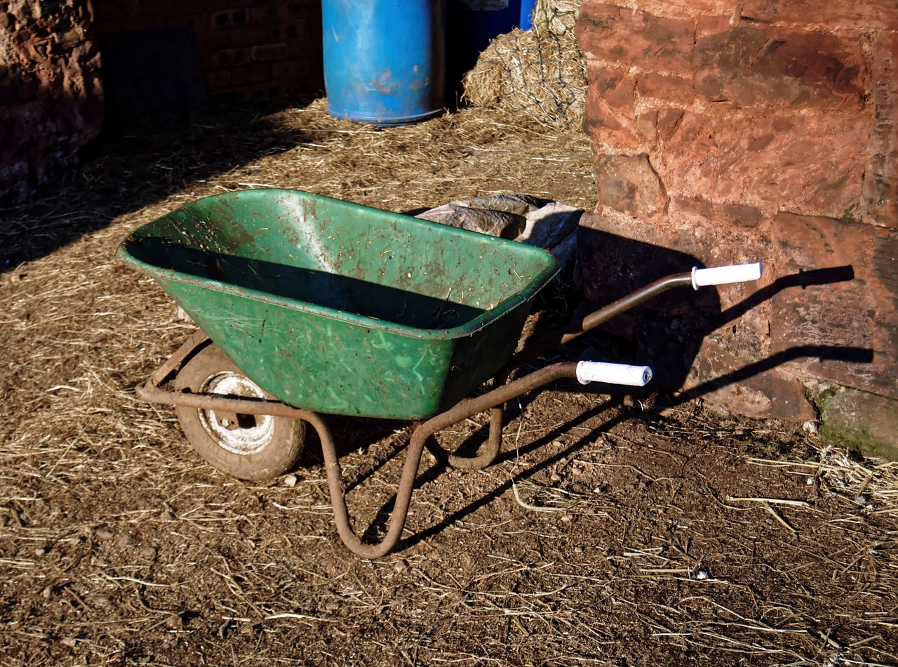 wheelbarrow farm stableyard free photo