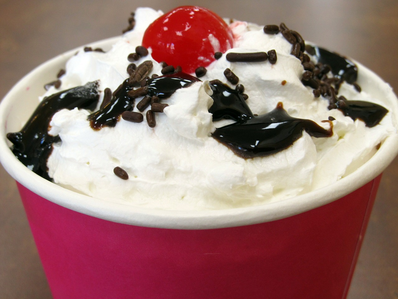whipped cream cherry frozen yogurt free photo