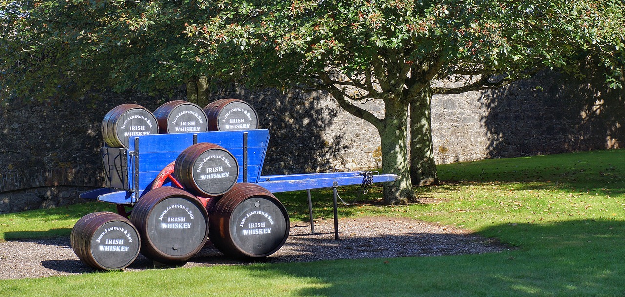 whiskey barrels cart free photo