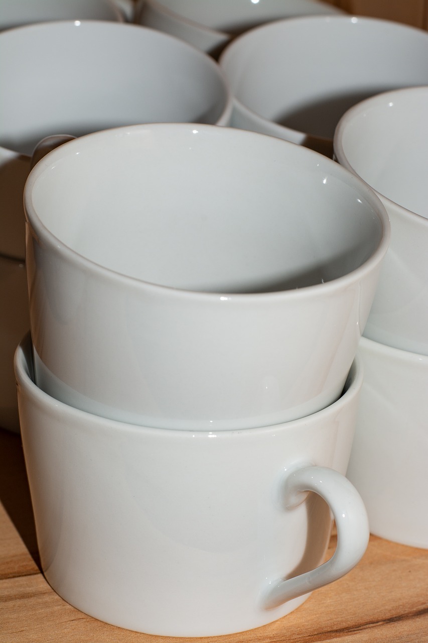 white  coffee mugs  stack free photo