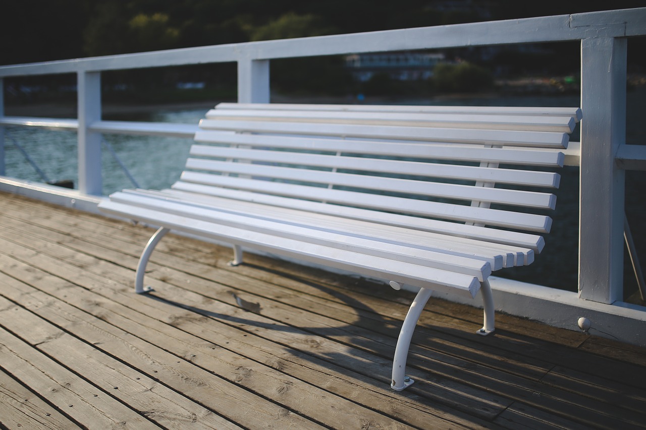 white bench pier free photo