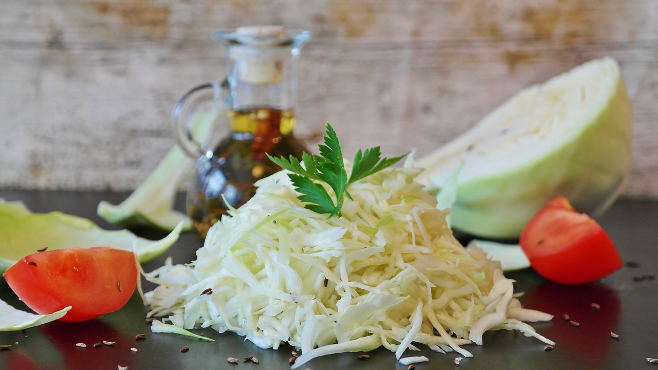 white cabbage salad herb free photo