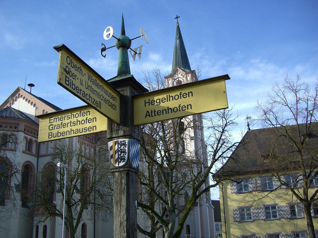 white horn parish church signposts free photo