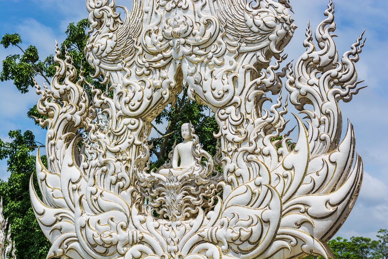 white temple chiang rai thailand free photo