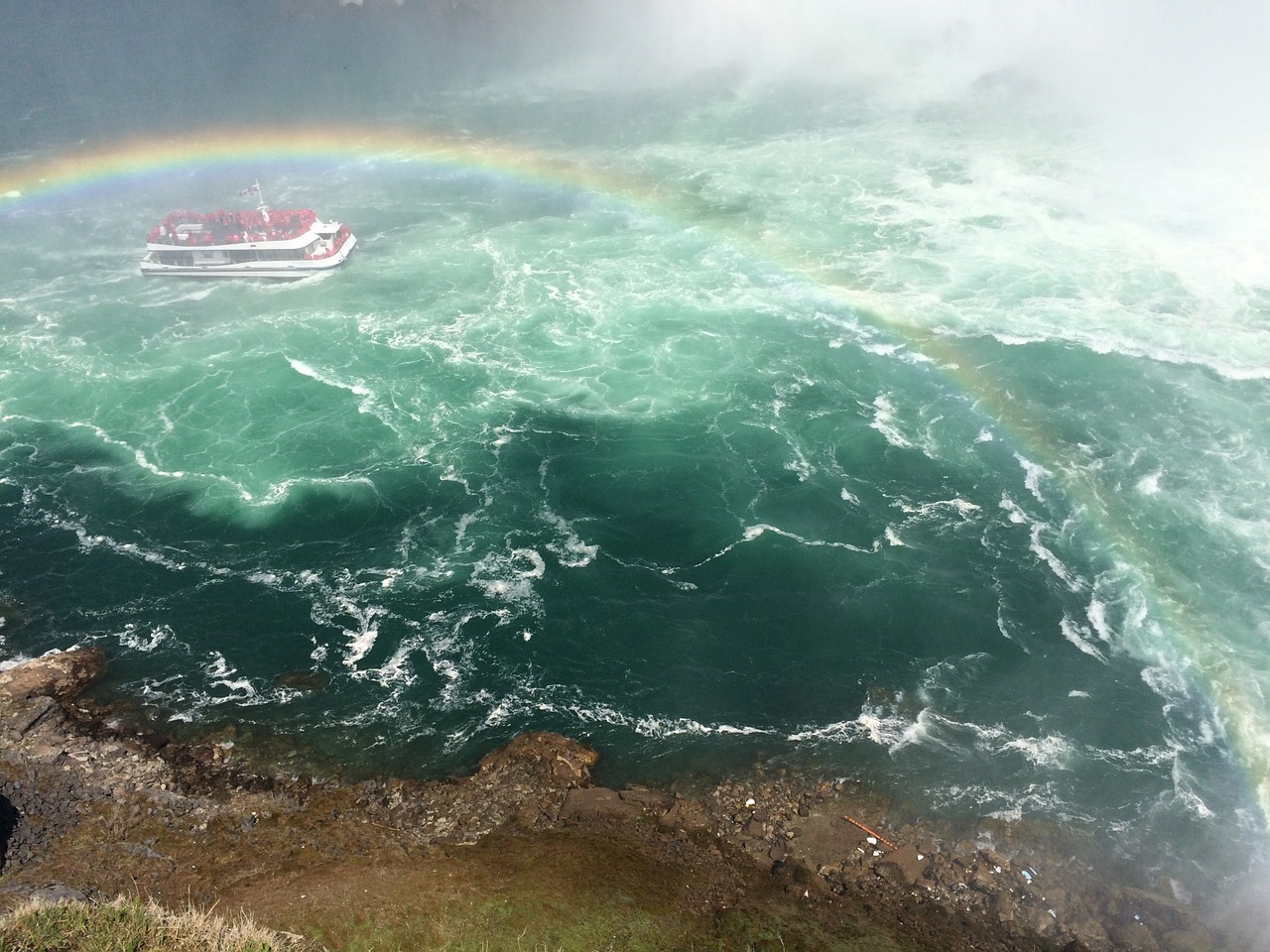 whitewater rainbow ship free photo