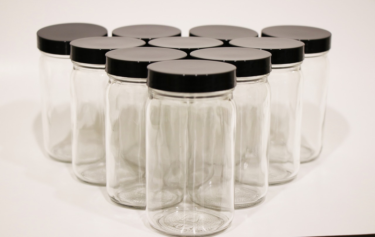 wide mouth  glass jars  120 ml free photo