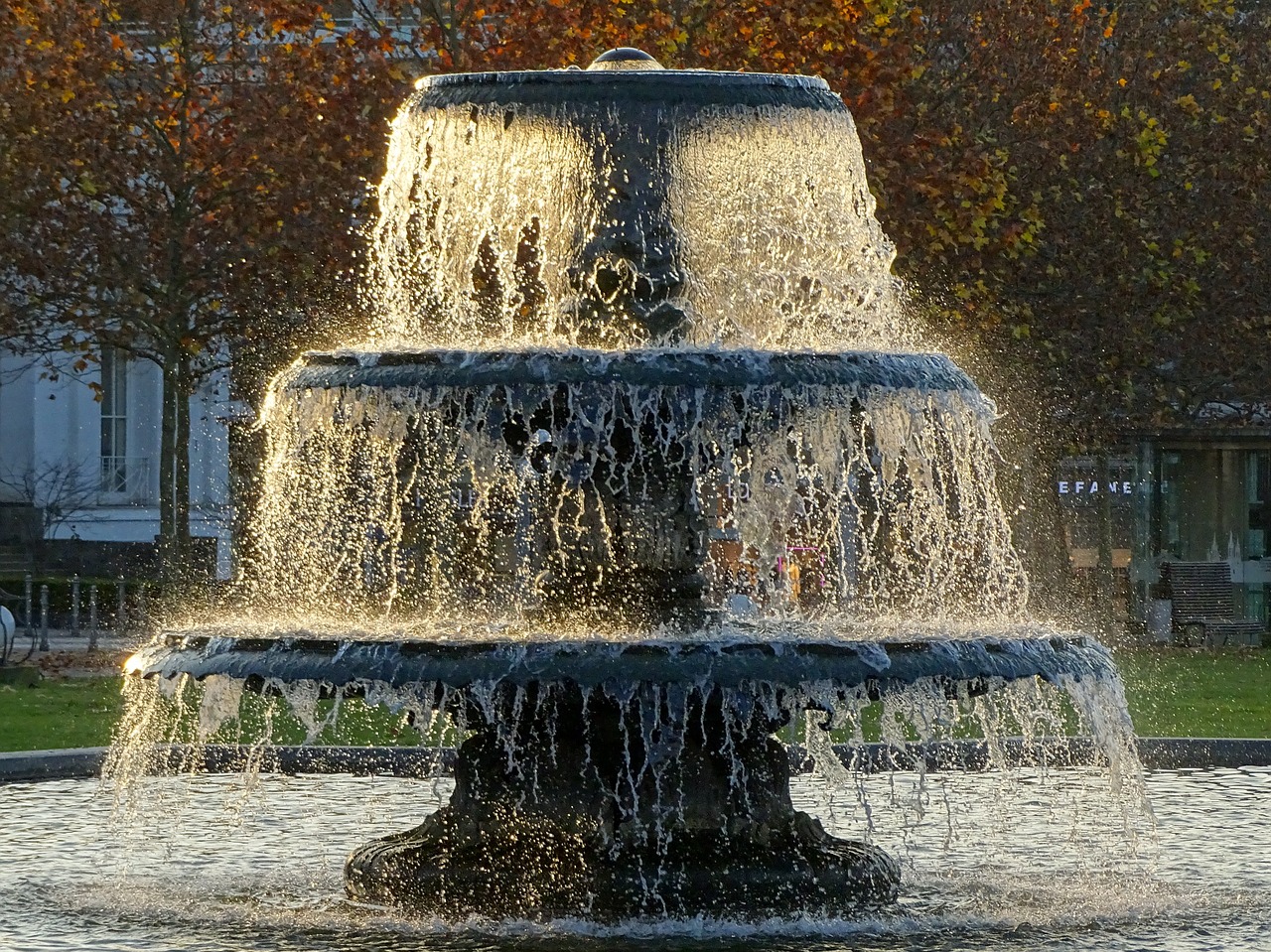 wiesbaden fountain autumn free photo