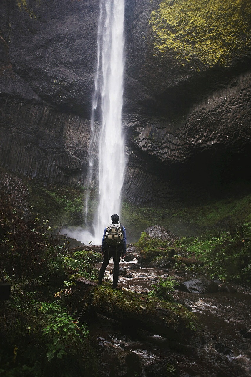 wilderness waterfall hiker free photo