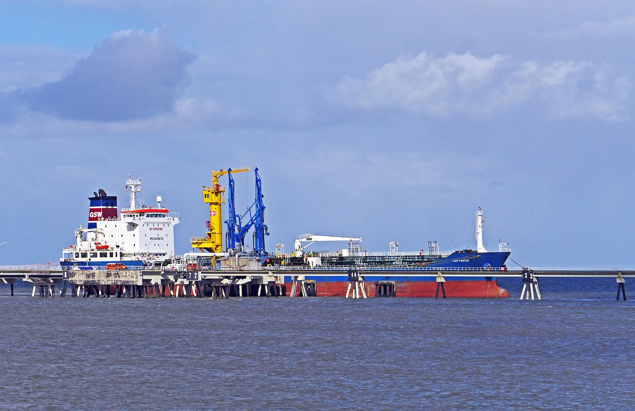 wilhelmshaven sea bridge tanker free photo