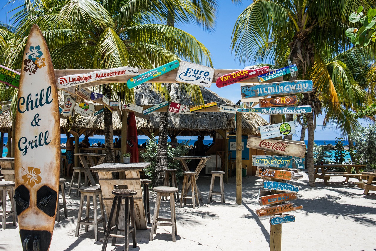 willemstad beach sign free photo