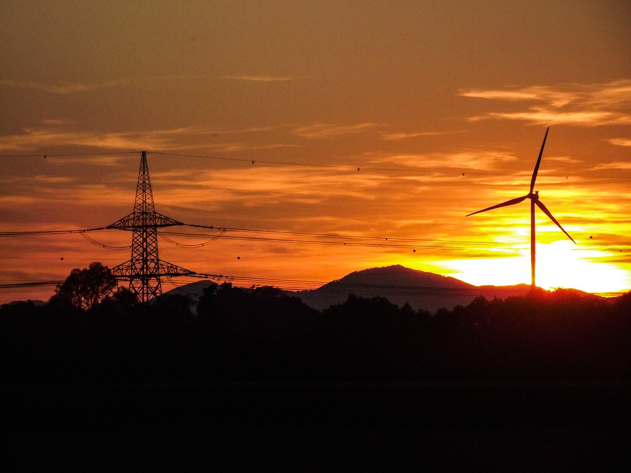 wind energy power generation silhouette free photo