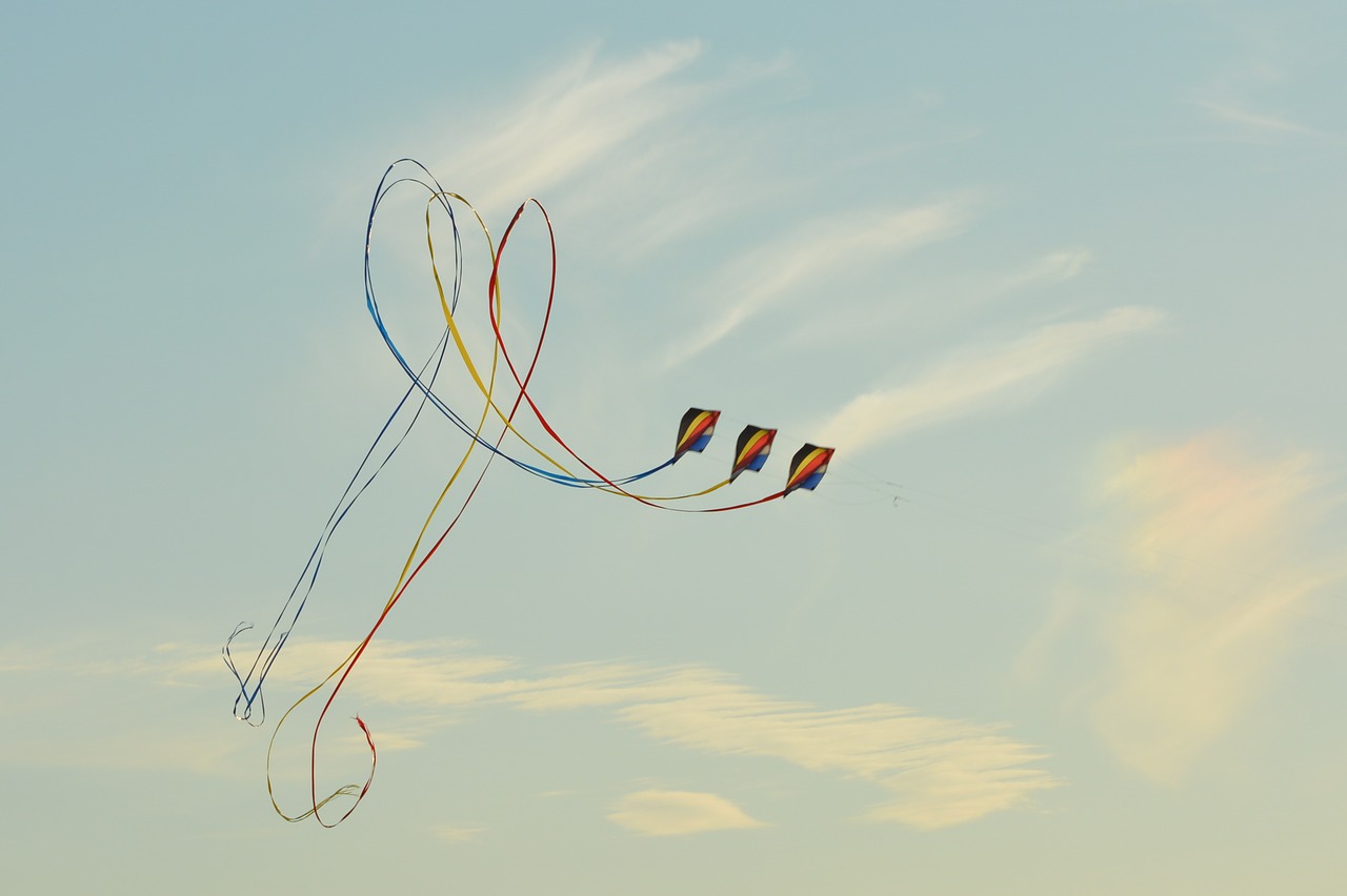 wind kite blue sky air free photo