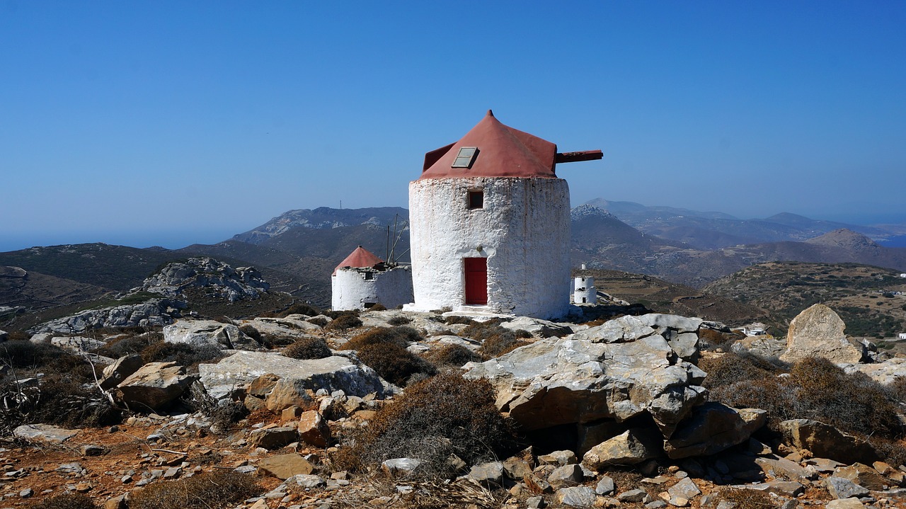 wind mill amorgos greek island free photo