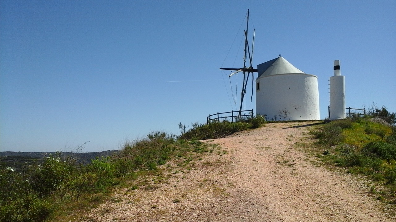 wind mill portugal hill top free photo