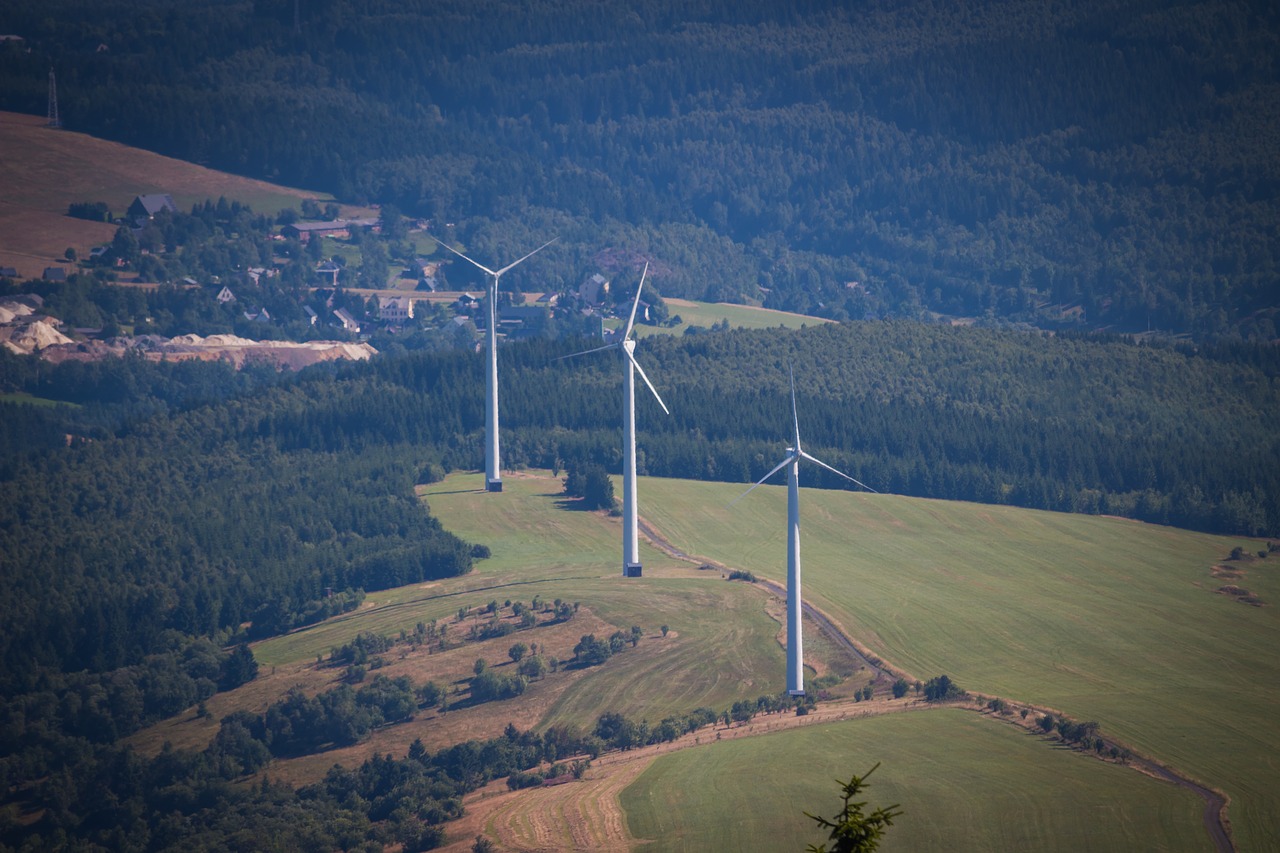 wind power plant background landscape free photo