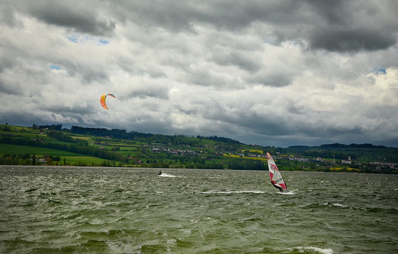 wind surfing  kite surfing  water sports free photo