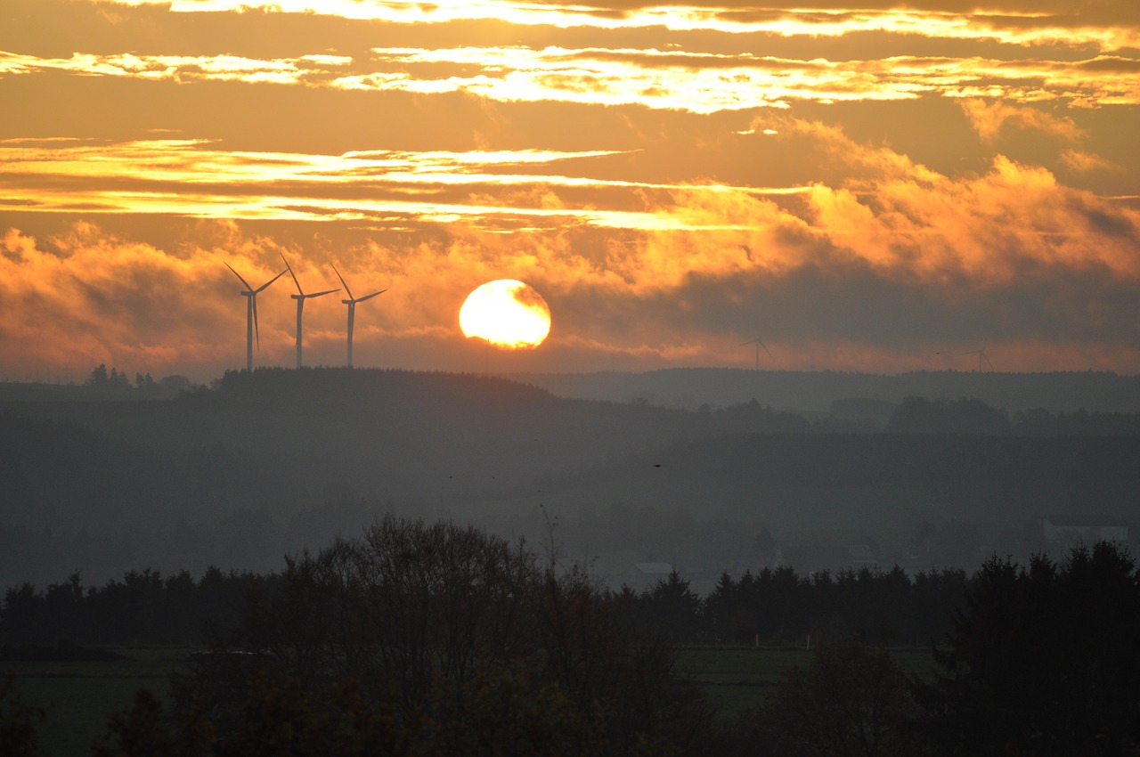 wind turbine landscape sun free photo