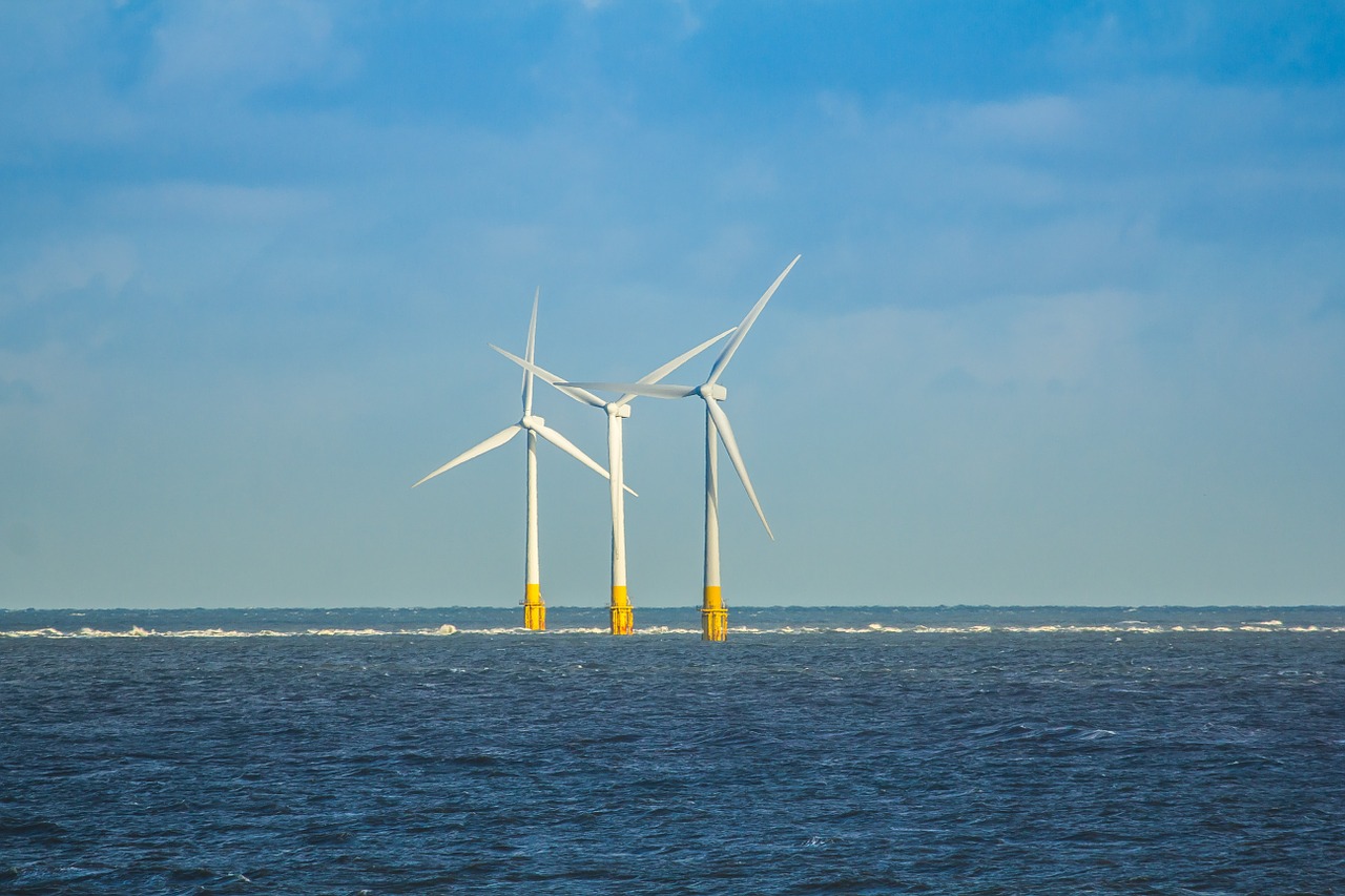 wind turbines north sea england free photo