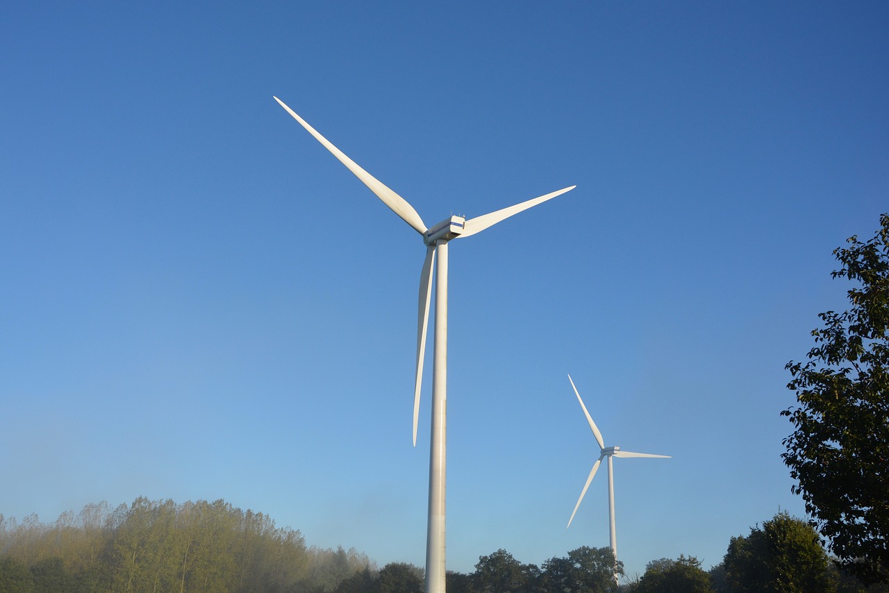wind turbines site wind turbines renewable energy free photo