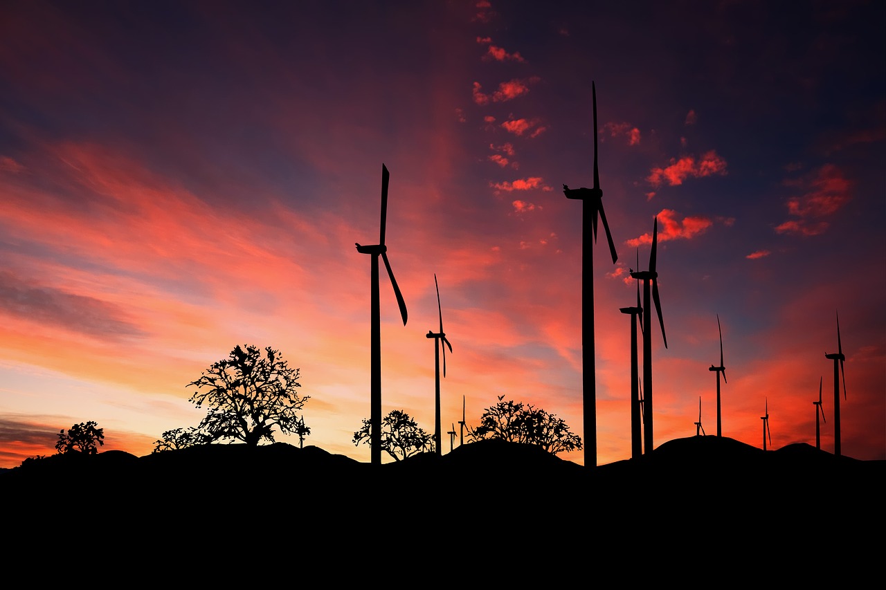 wind turbines  sunset  energy free photo