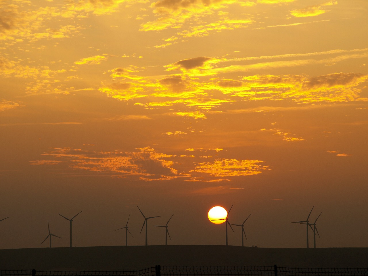 wind turbines dawn calahorra free photo