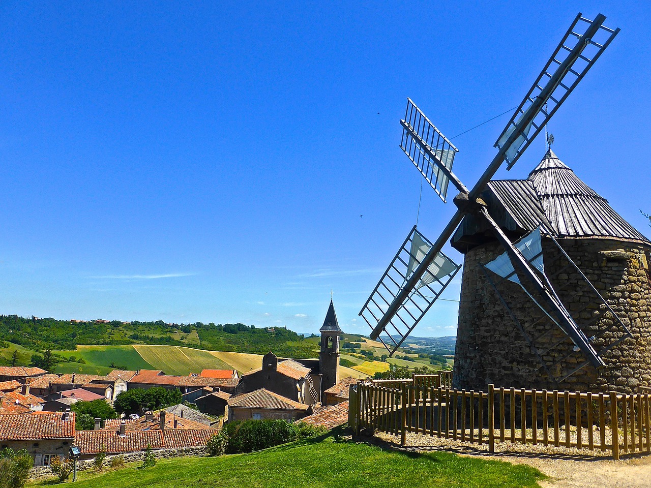 windmill rural village free photo