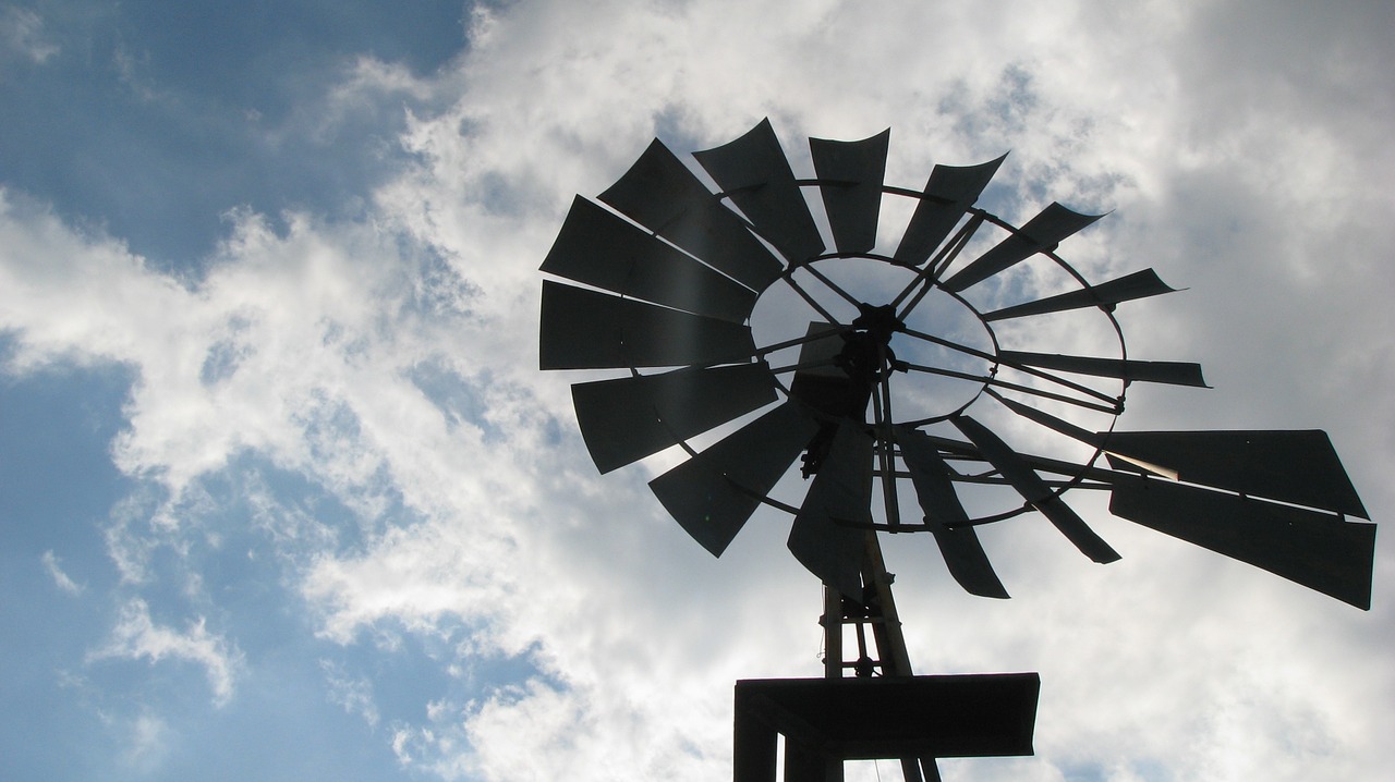 windmill sky clouds free photo