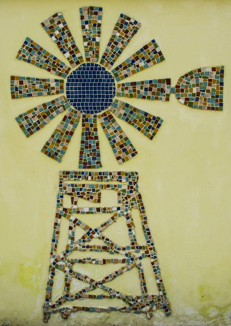 windmill traditional mosaic free photo