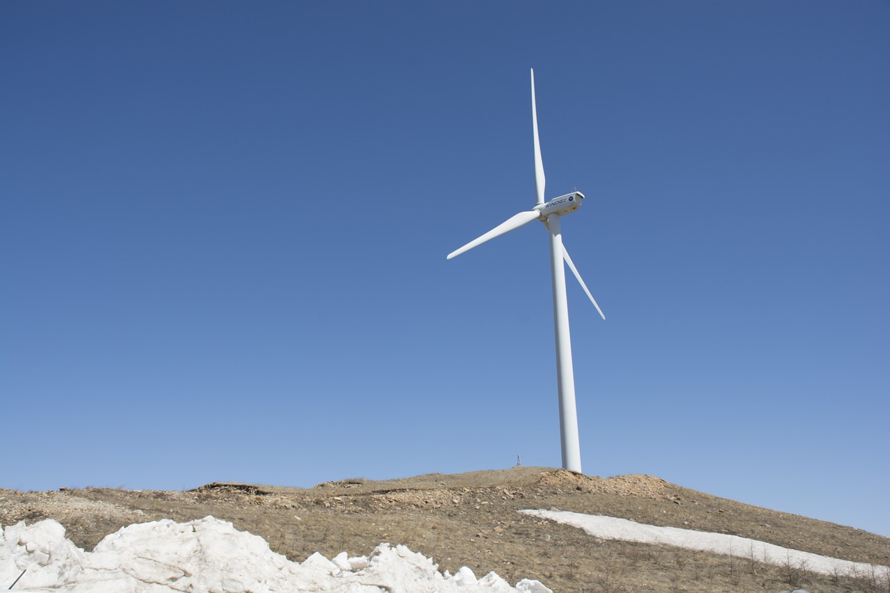 windmill blue sky white cloud free photo