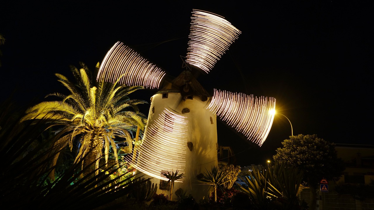 windmill long exposure night free photo