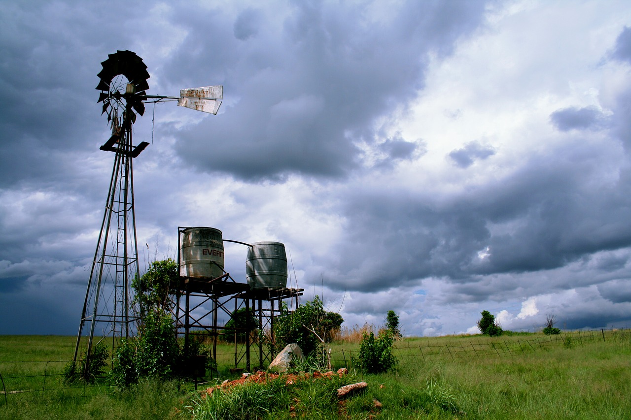 windmill clouds storm free photo