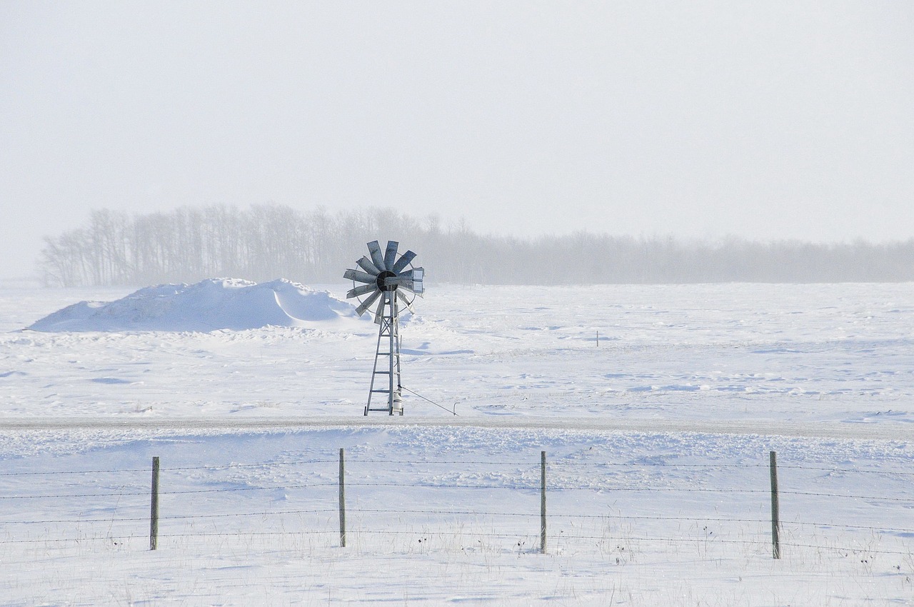 windmill winter landscape free photo