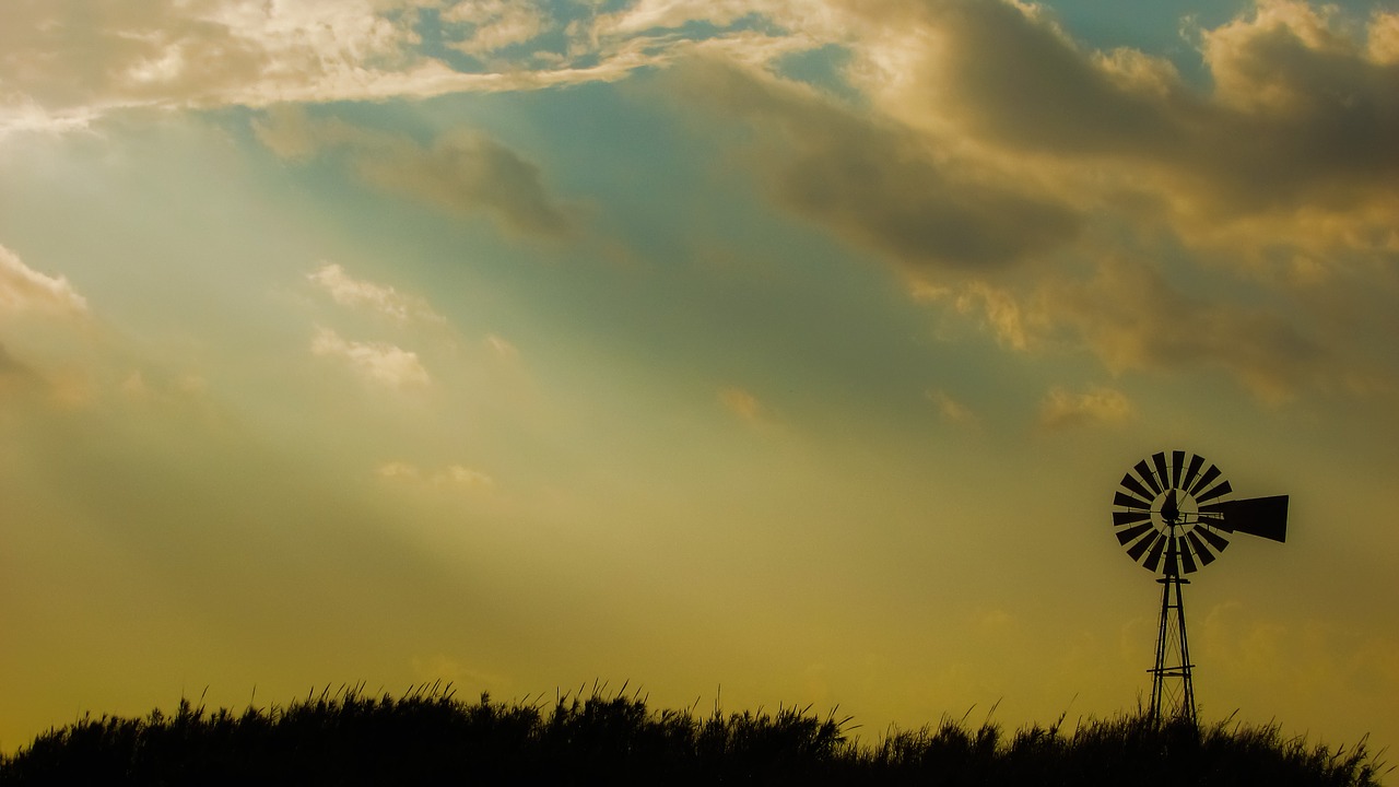 windmill afternoon sky free photo